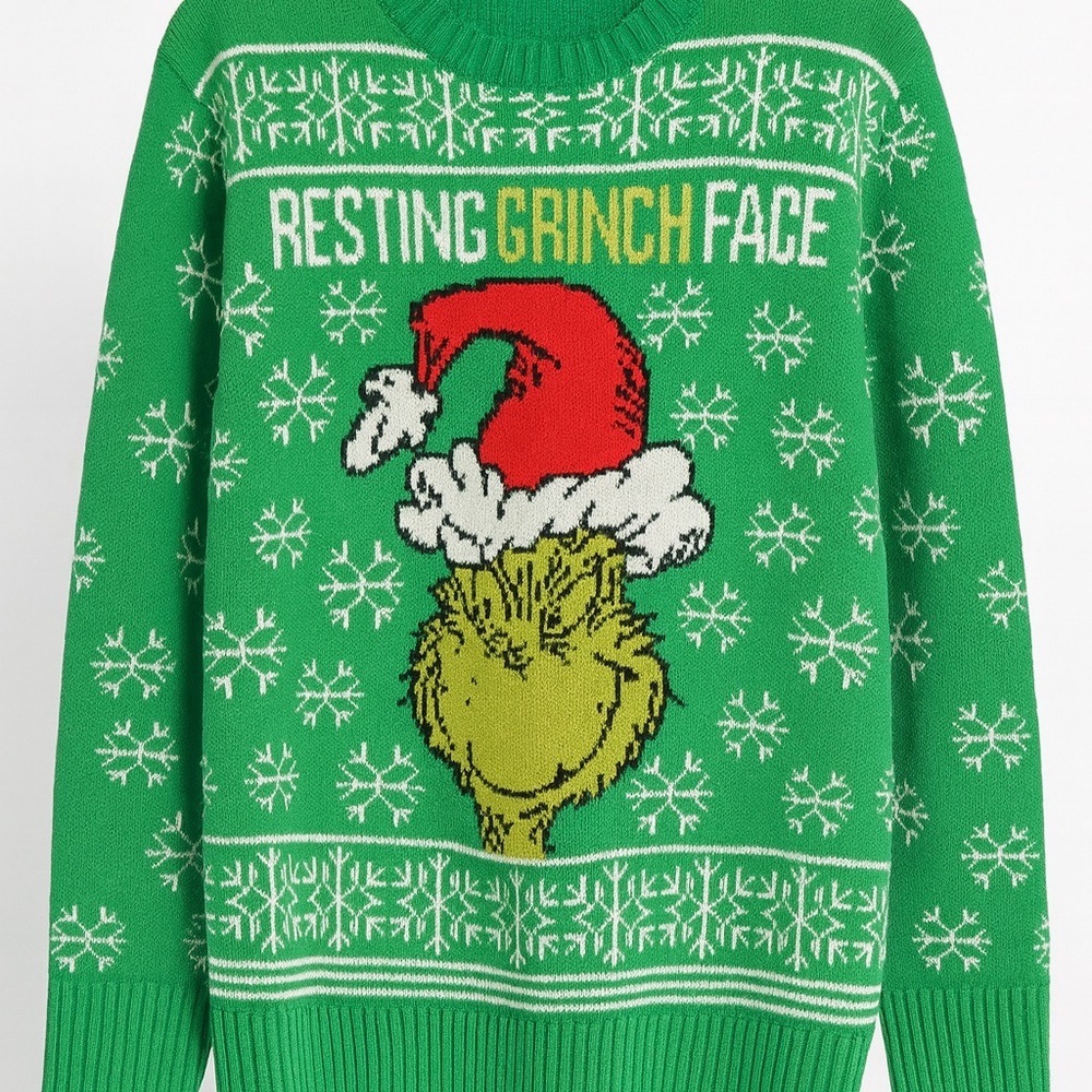 Green Grinch Face Sweater